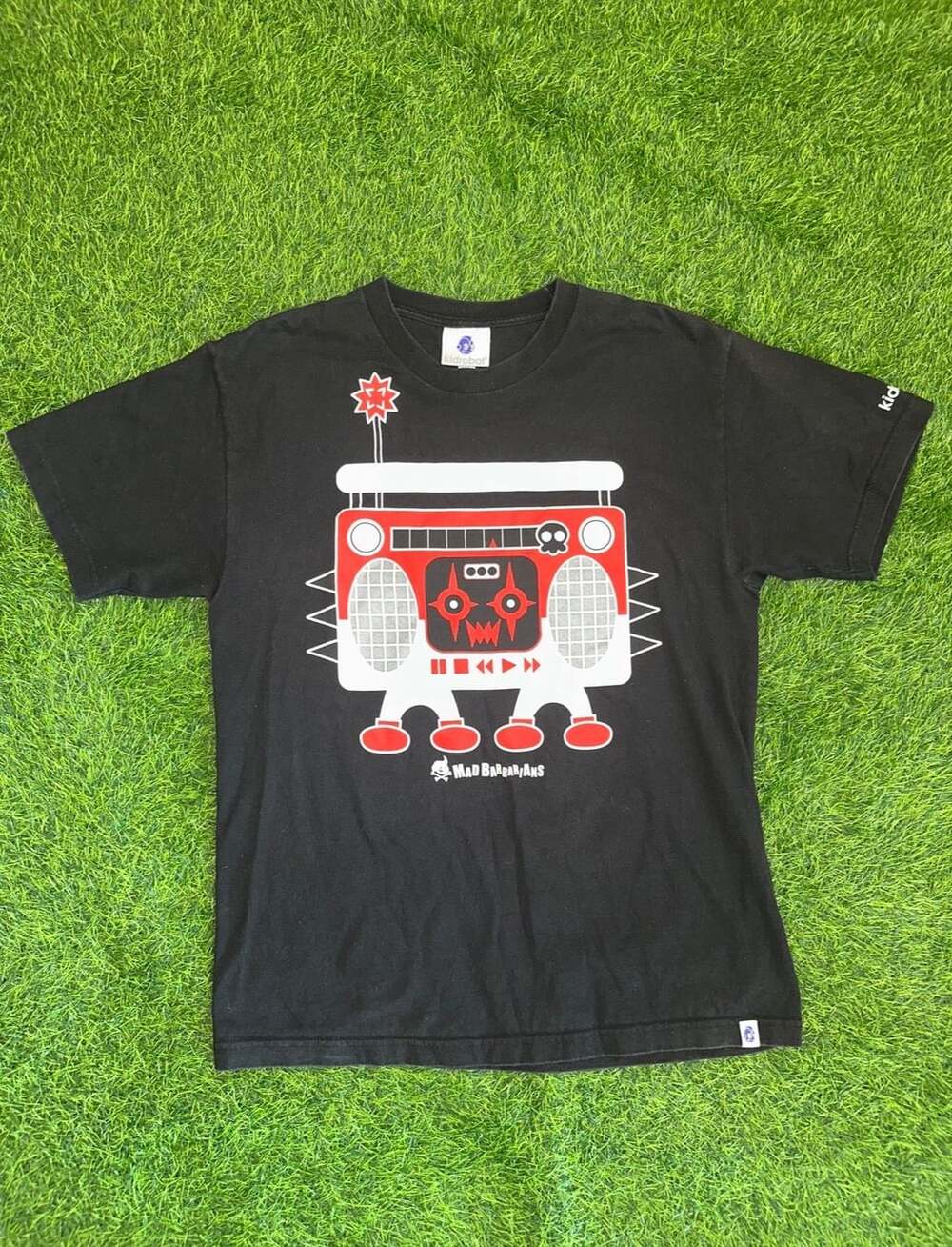 Kidrobot Mad Barbarians Boombox Graphic T-Shirt Size L Black